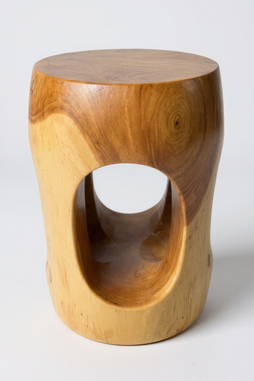 Beistelltisch aus Suar-Holz mit O-Ausschnitt – 50 cm