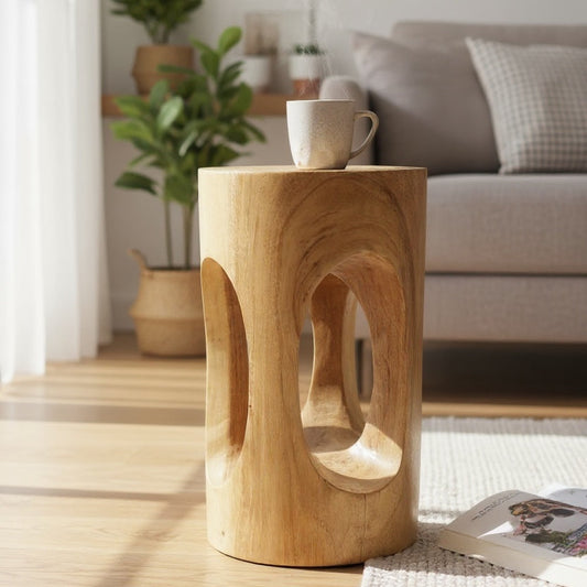 Beistelltisch aus massivem Samanholz – rundes Design, 50×30 cm