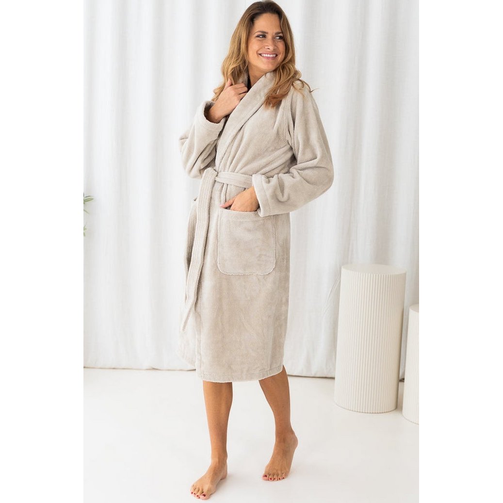 Teddy-Bademantel Beige – weich, warm & zeitlos