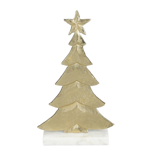 Weihnachtsbaum aus Aluminium & Marmor – Champagner