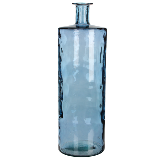 Guan-Flaschenvase – H75 x Ø25 cm – recyceltes Glas – Blau