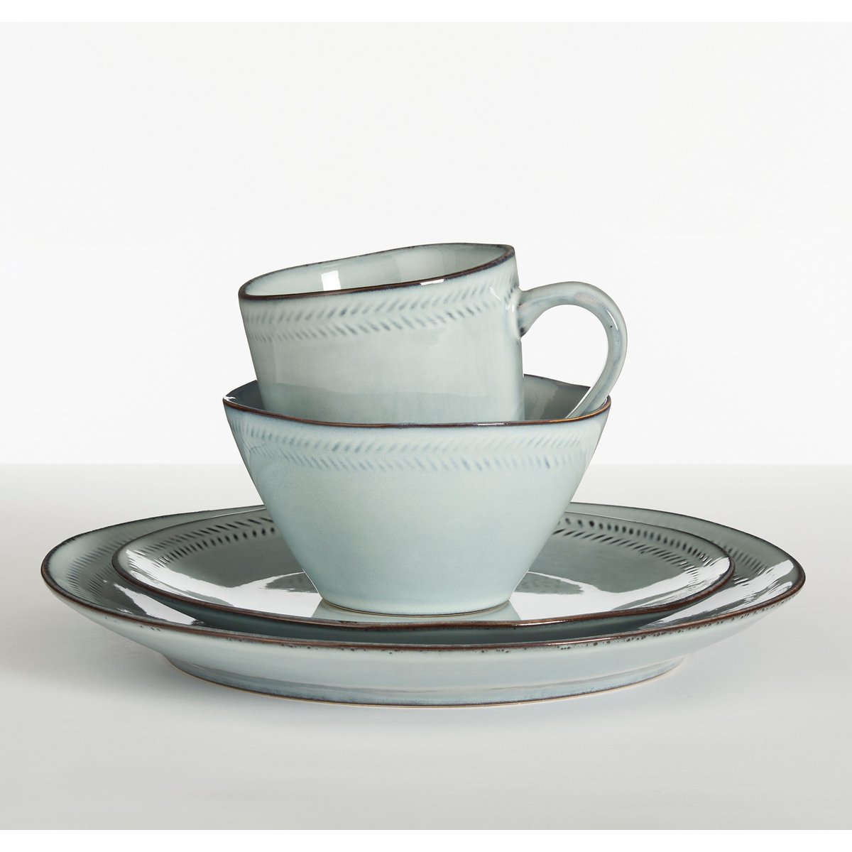 Wacco Service-Set 4 Personen Hellgrau | Steingut