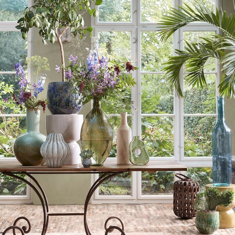 Glasvase aus recyceltem Glas 50 cm – Blau