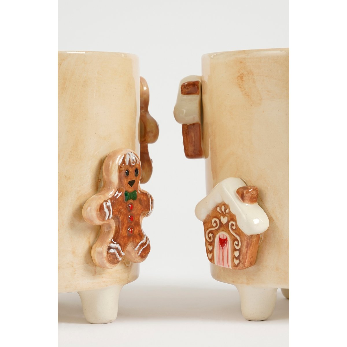 BLOMEPOT Assorti – Dolomit Blumentöpfe Off-White mit Weihnachtsdekor H15 × Ø17 cm