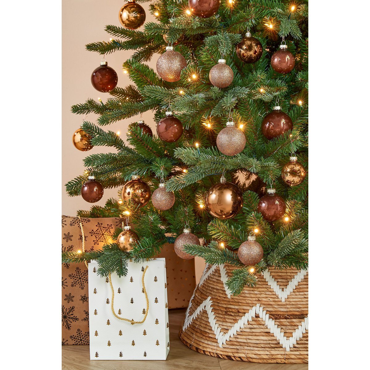 Weihnachtskugeln-Set 42-teilig – Glas Braun