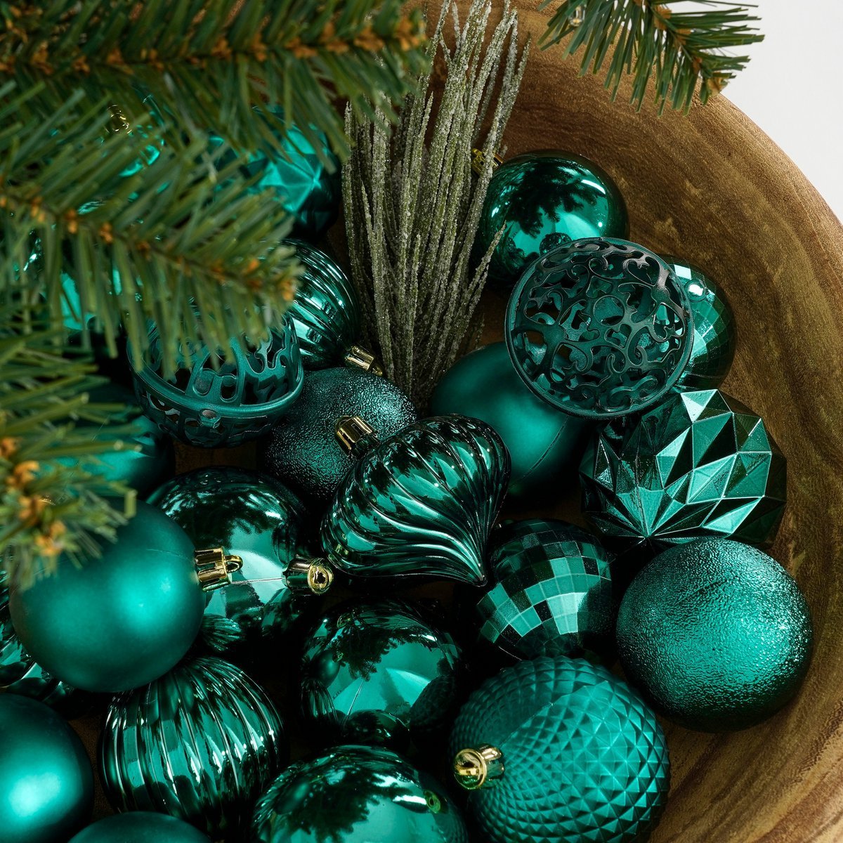 Weihnachtskugel-Set 60-teilig Ø7 cm – Unzerbrechlich Petrol