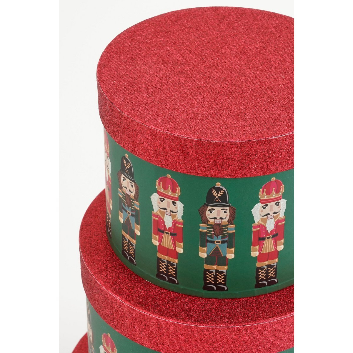 Aufbewahrungsboxen-Set 3er – Nussknacker – H14 × Ø21 cm – Papier – Grün