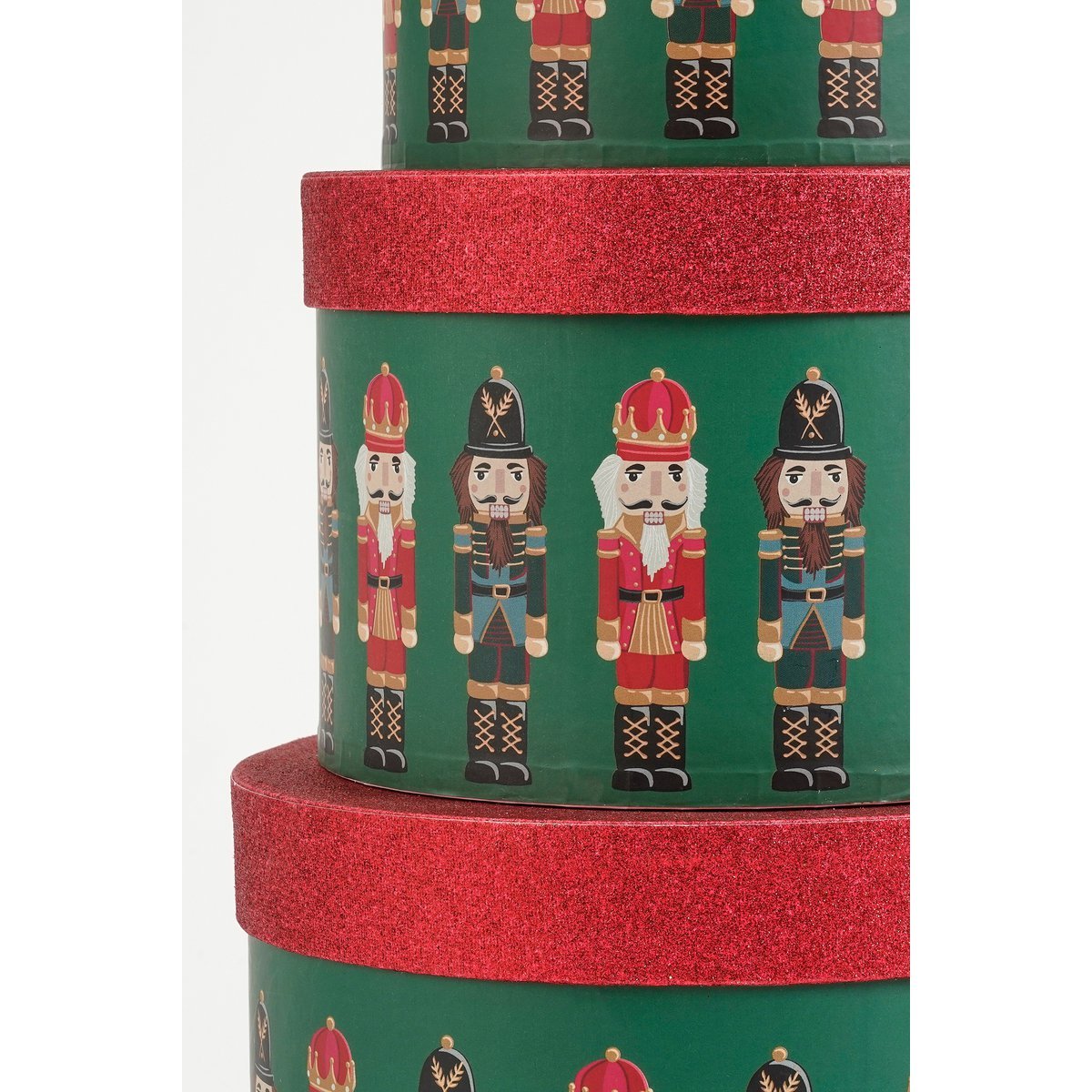 Aufbewahrungsboxen-Set 3er – Nussknacker – H14 × Ø21 cm – Papier – Grün