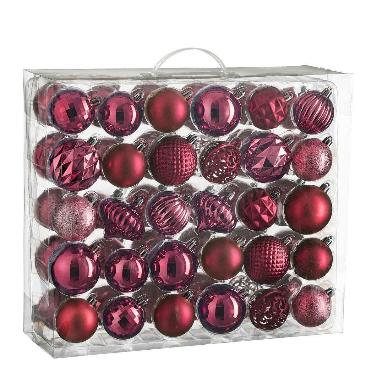 Weihnachtskugel-Set 60-teilig Ø7 cm – Unzerbrechlich Fuchsia