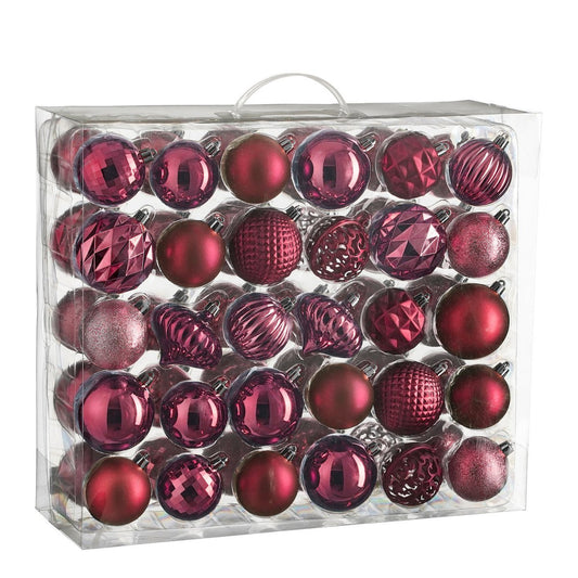 Weihnachtskugel-Set 60-teilig Ø7 cm – Unzerbrechlich Fuchsia