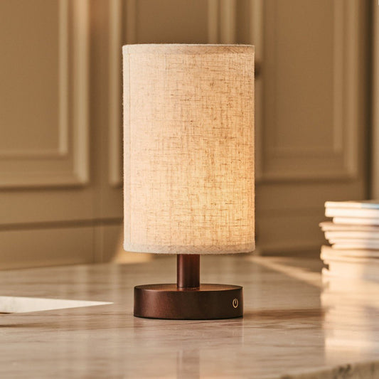 Ben Dunkelbraune Holztischlampe – wiederaufladbar, dimmbar, USB-C