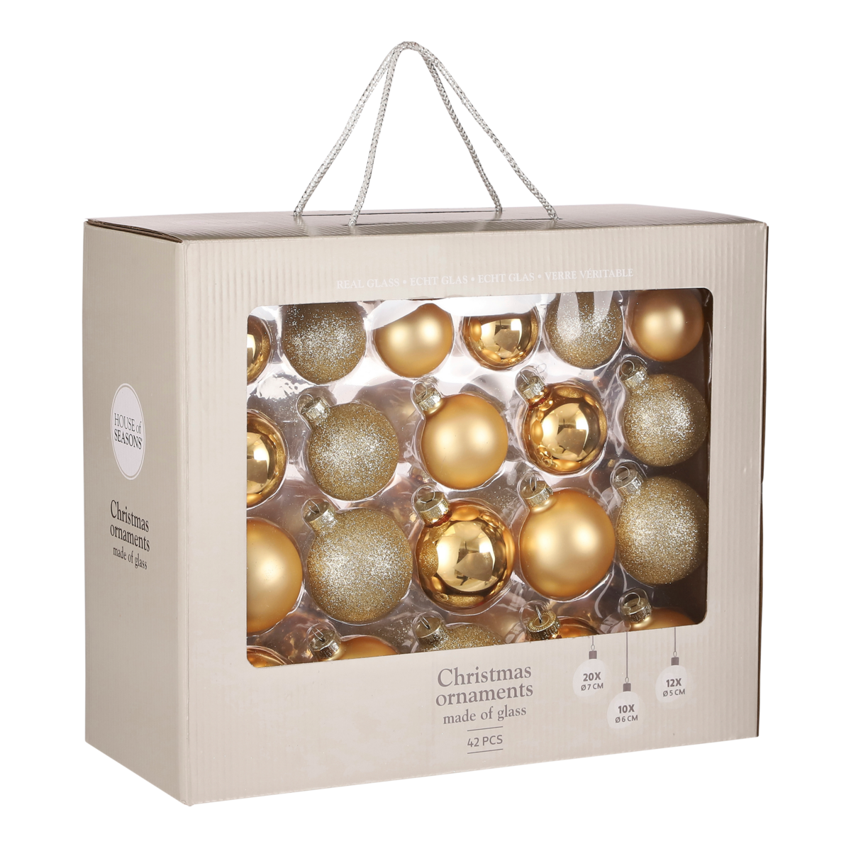 Weihnachtskugeln-Set 42-teilig – Glas Gold