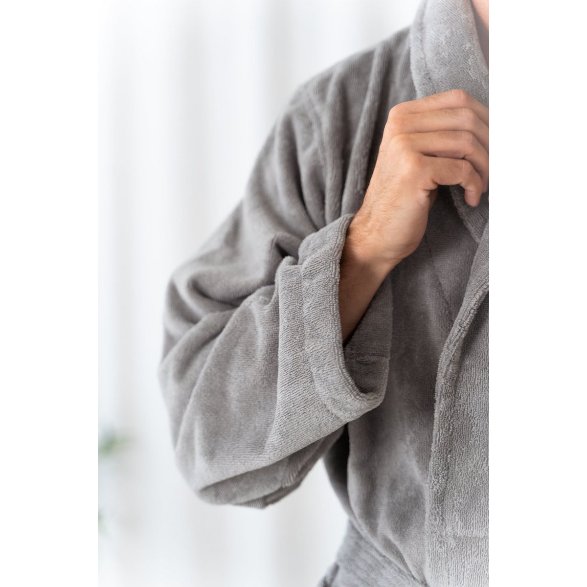 Teddy-Bademantel Schiefergrau – weich, elegant & gemütlich