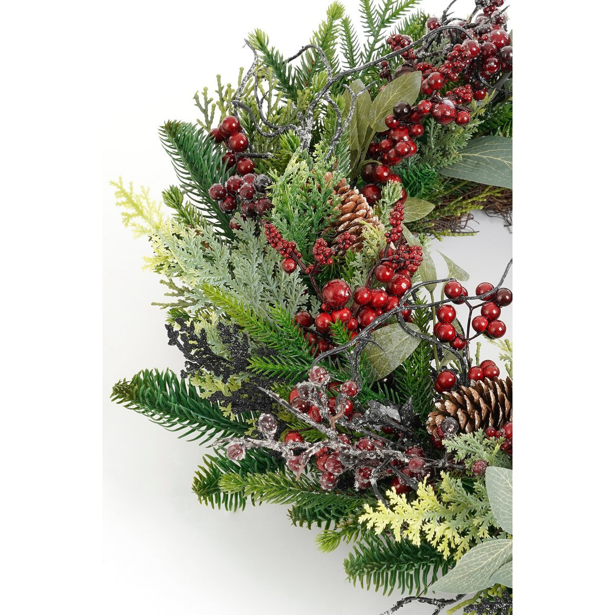 Bodi Weihnachtskranz – H11 x Ø40 cm – Bordeaux – Kiefernkegel & Beeren