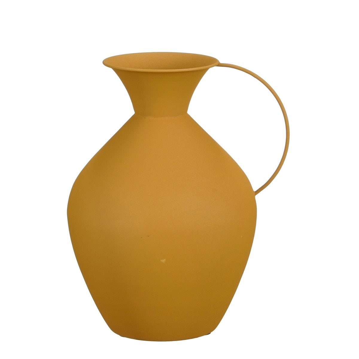 Metallvase mit Henkel – Ockergelb