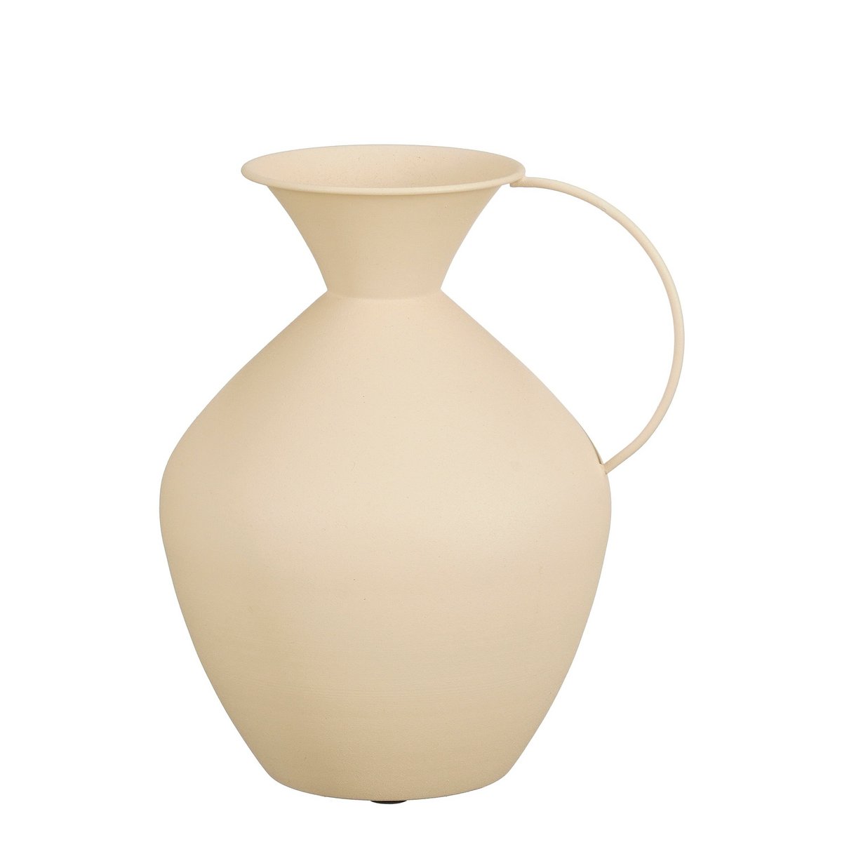 Metallvase mit Henkel - Creme