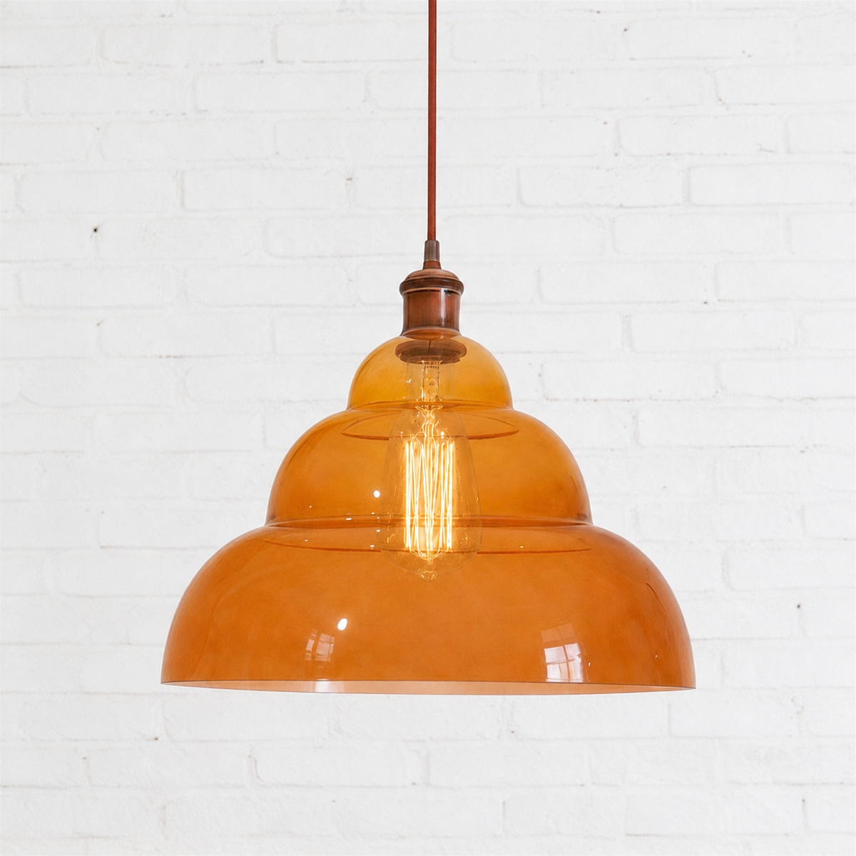 pendelleuchte aus glas 35cm halo honey