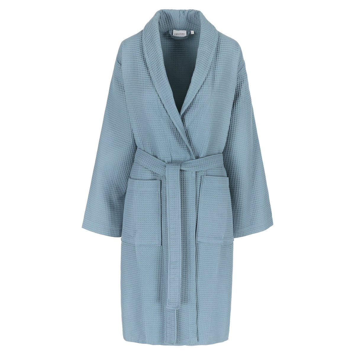 Leichter Waffel-Bademantel in Jeansblau