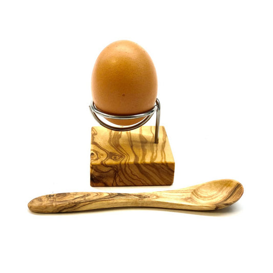 Eierhalter DESIGN inkl. Eierlöffel aus Olivenholz