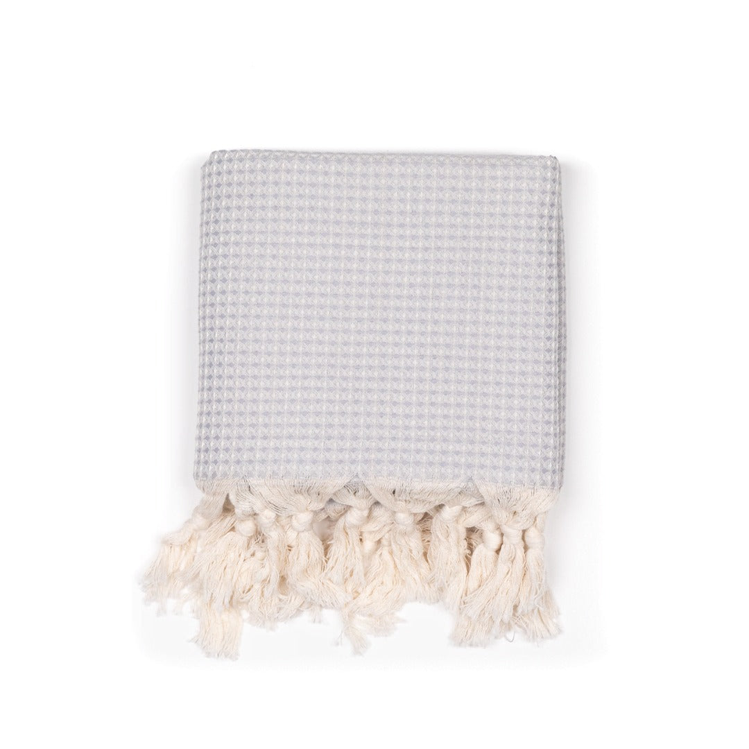 Handgewebtes Handtuch aus Waffelpique 175×90 cm | Hellgrau
