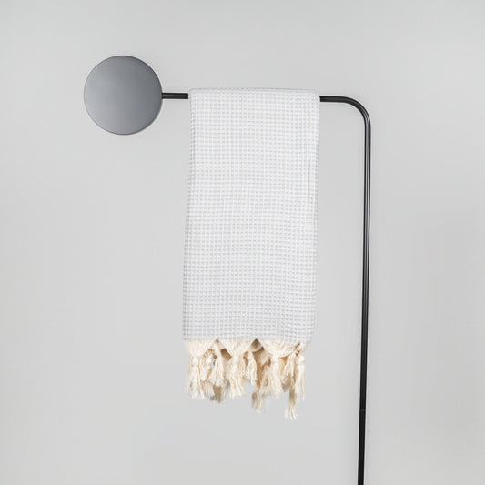 Handgewebtes Handtuch aus Waffelpique 175×90 cm | Hellgrau