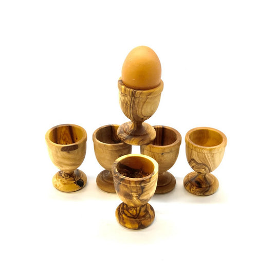 6er Set Eierbecher klassik aus Olivenholz