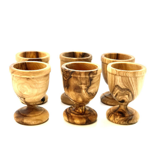 Eierbecher aus Olivenholz – 6er Set klassisch