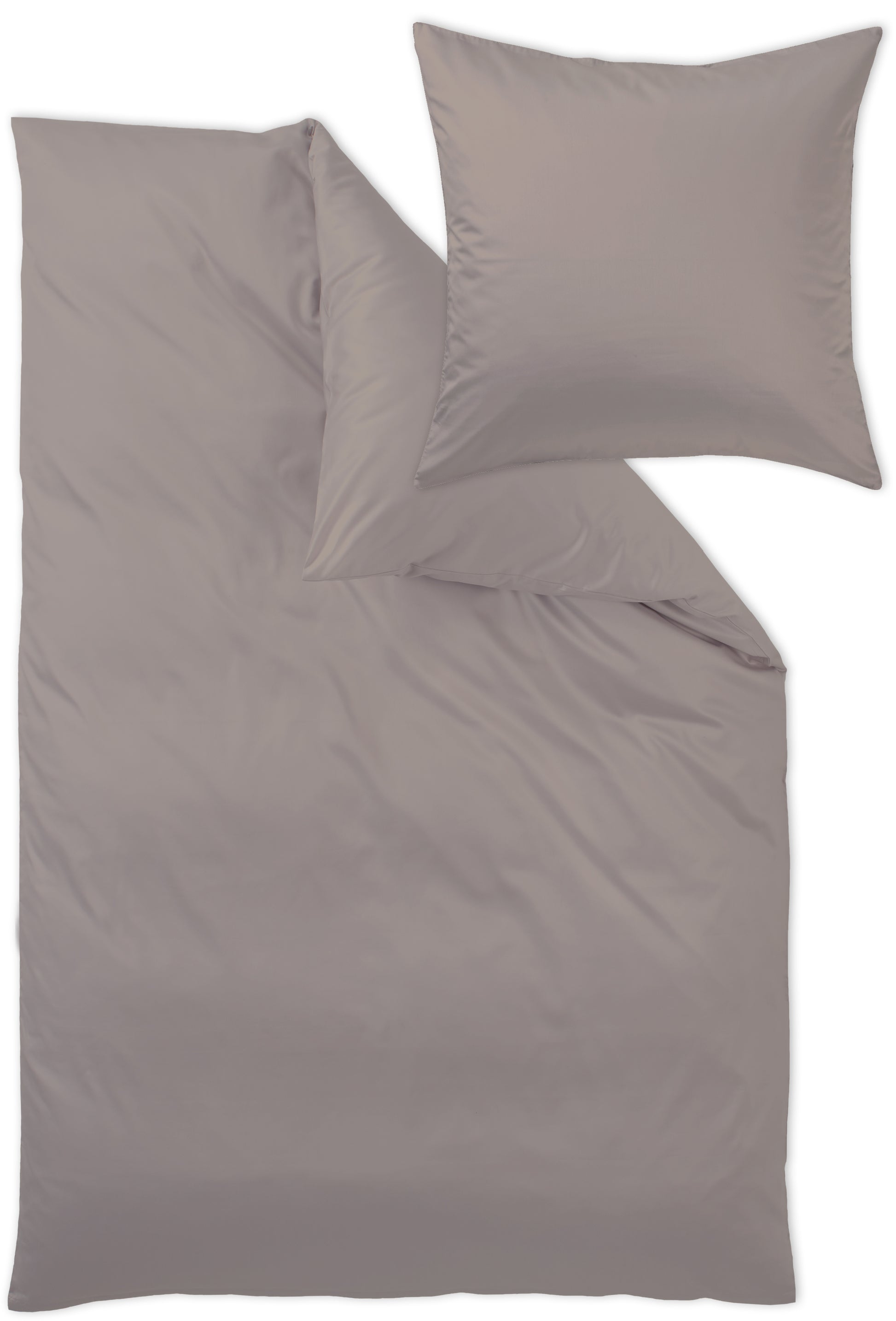 Mako-Satin Bettwäsche aus Baumwolle in der Farbe Taupe mit glatter Oberfläche