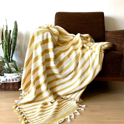 Handgewebter Überwurf Fatsa aus Bio-Baumwolle in 200x150 cm
