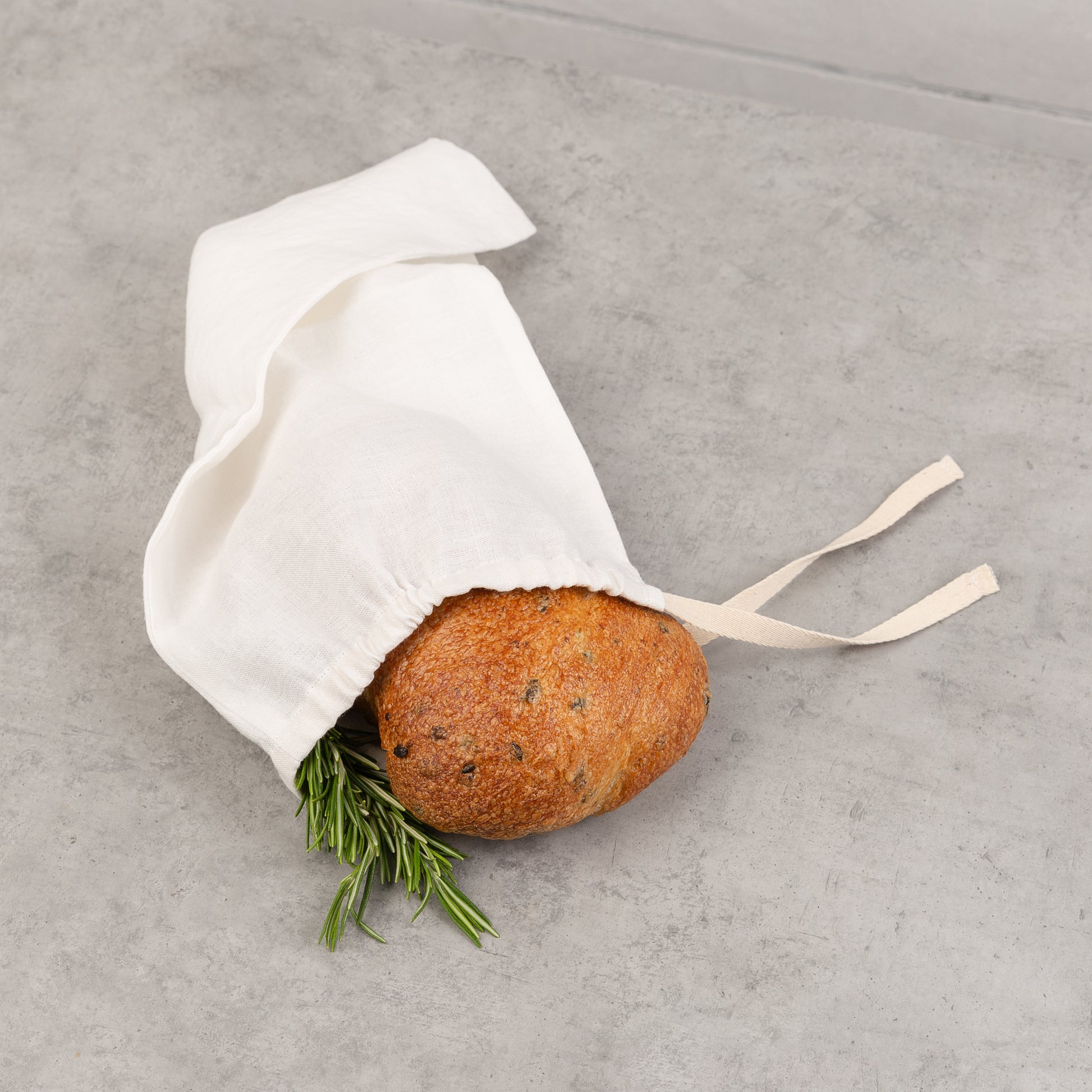 Leinen-Brotbeutel in Naturweiß aus 100 % Leinen zur Aufbewahrung von Brot