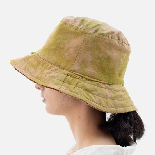 Wendbarer Monsunhut aus 100 % Hanf – Ice Dye Papaya