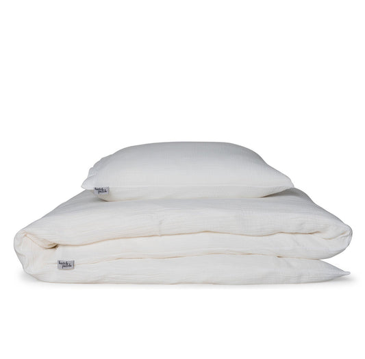 Musselin Bettwäsche aus Bio-Baumwolle in der Farbe Off-White mit strukturierter Oberfläche