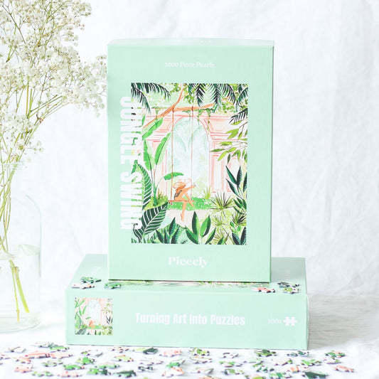 Puzzle Jungle Swing mit Dschungelillustration von Sabina Fenn