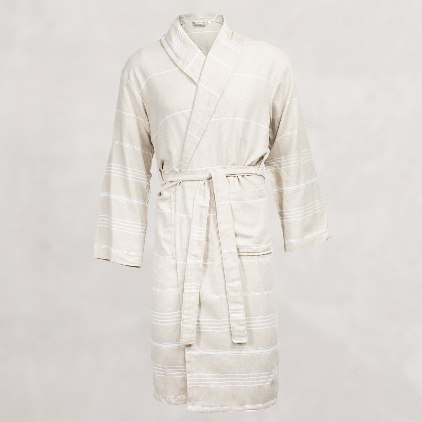 Schwerer Hamam-Bademantel aus Baumwolle in hochwertiger Frottee-Qualität in beige