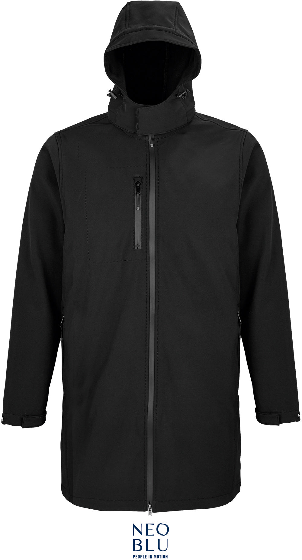 Softshell-Mantel aus recyceltem Polyester – wind- und wasserabweisend in schwarz