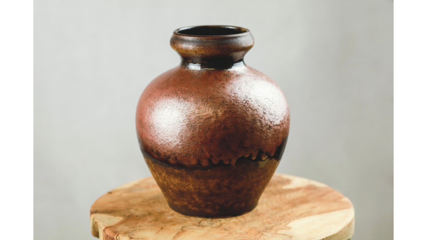 Bauchige Vintage Keramikvase aus den 1970er Jahren