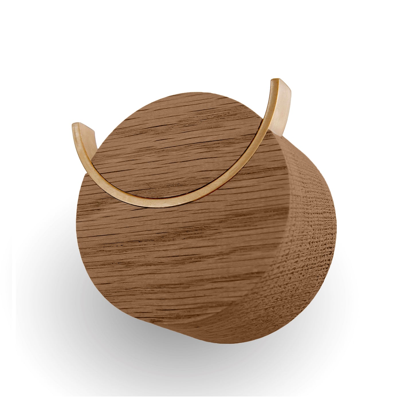 Wandhaken aus Eichenholz in Nussbaum mit Messinghaken
